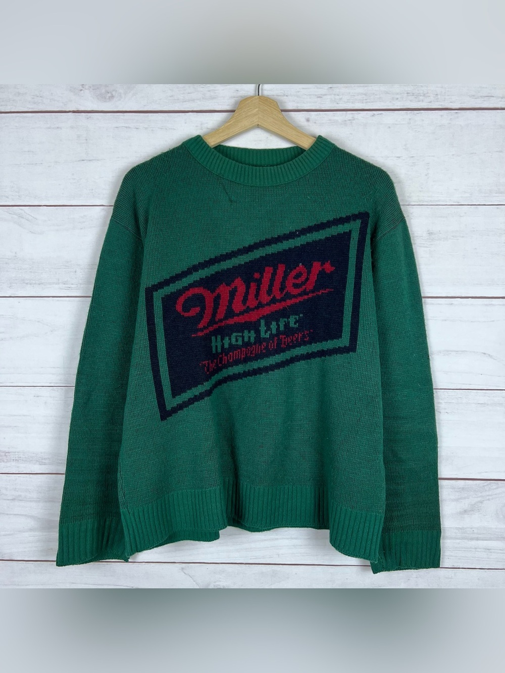 Rare STUDIO ONE Campus Vtg 1970s Miller High Life Beer Crewneck Sweater Large